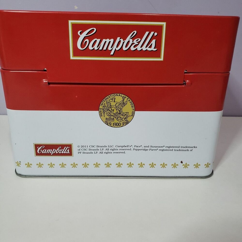 Campbell Condensed Soup Metal Tin Recipe Container /w Recipes 2011 - Picture 5 of 12